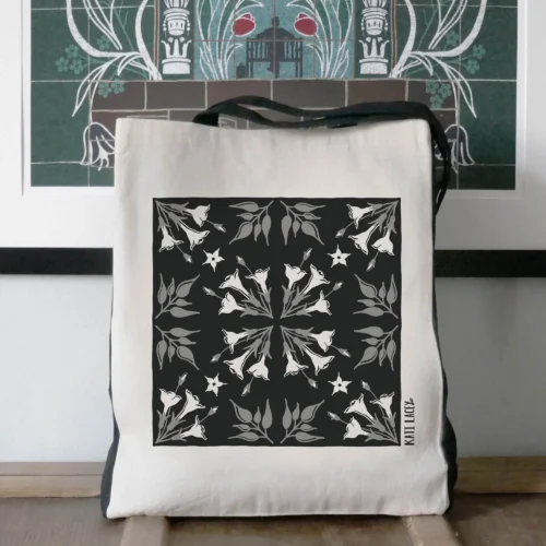 Black and White Jasmine Shopper Bag front view by Kati Lacey Designs