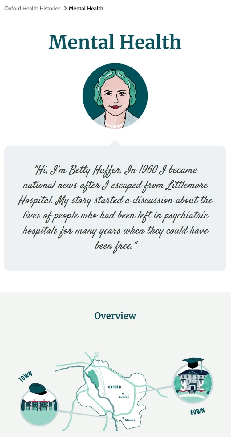 Brand illustration Health Histories Betty Huffer