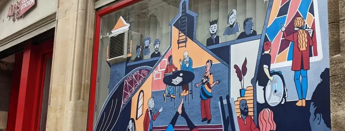 Brand illustrations for Arts at the Old Fire Station Oxford by Kati Lacey brand illustrator for arts centre