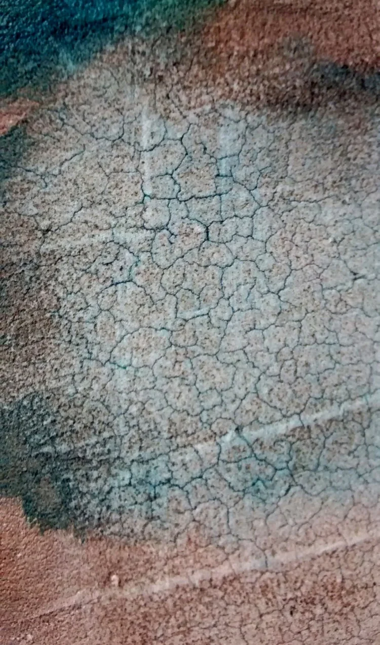 Crackle paste on foamboard with thin layers of acrylic