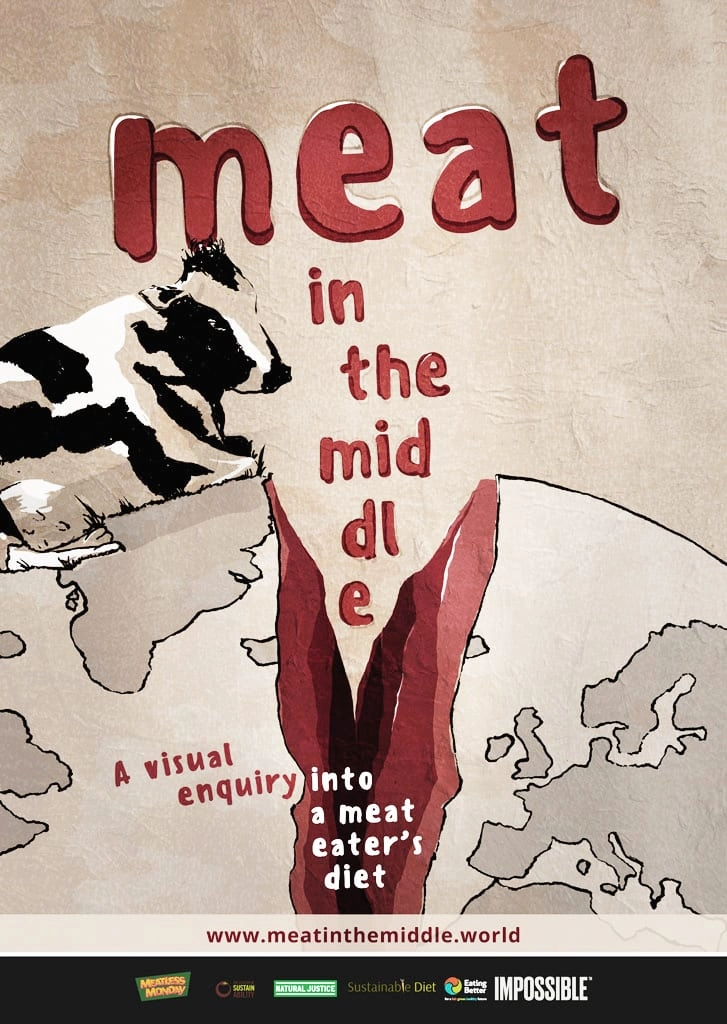 Eat less meat poster design by Kati Lacey Illutration