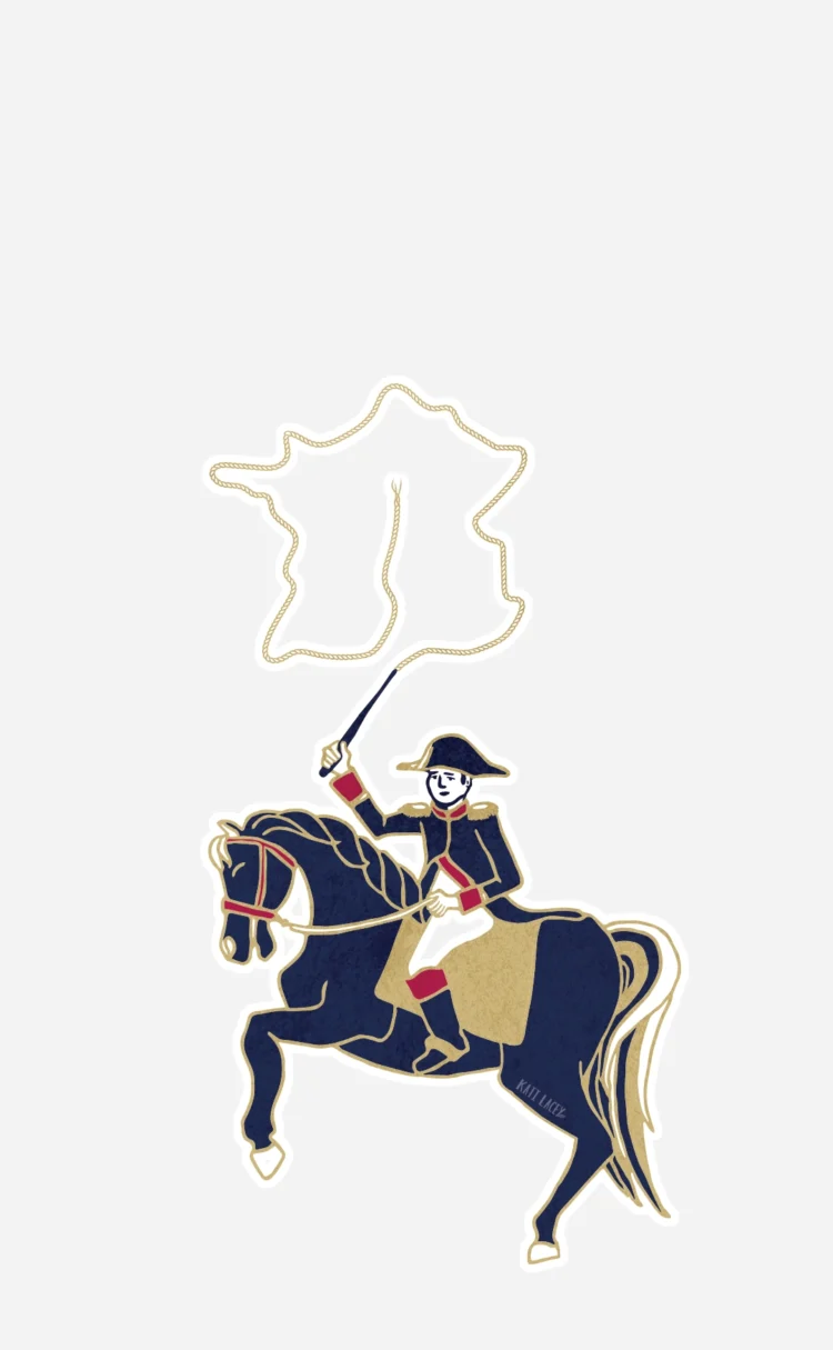 Editorial illustration featured image for historical article about Napoleon by Kati Lacey editorial illustrator