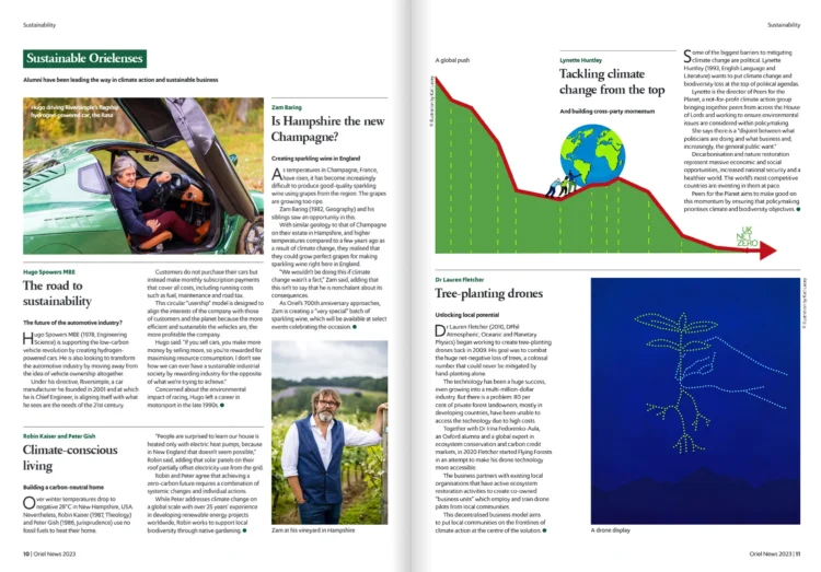 Editorial illustration for alumni magazine sustainability articles by Kati Lacey Freelance Illustrator