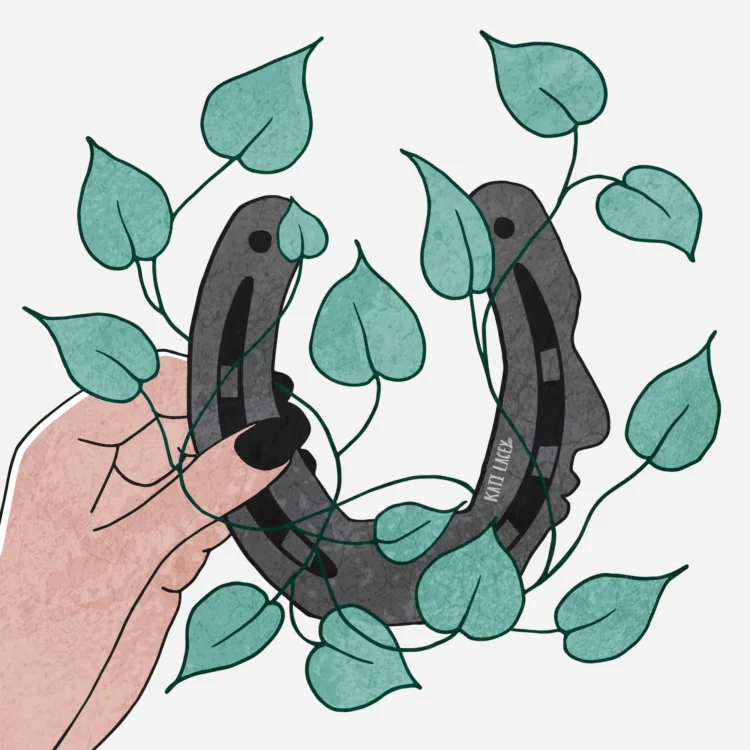 Editorial illustration Good luck equals opens mind by Kati Lacey editorial illustrator