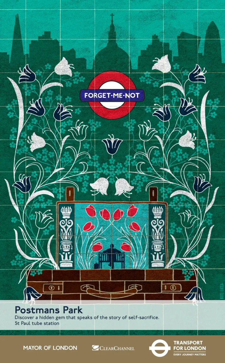 Heritage Poster Illustration Postman's Park by Kati Lacey