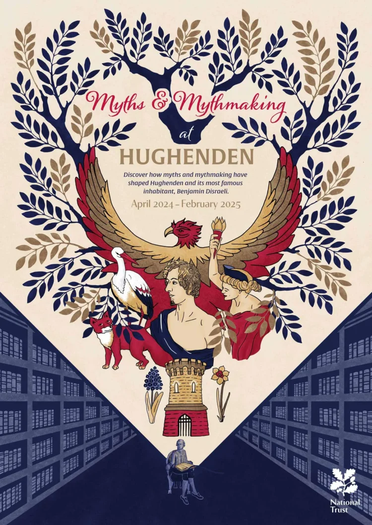 Hughenden Manor Myth and Mythmaking poster for National Trust Kati Lacey Illustration