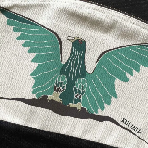 Mythical Bird Pouch, Pencil Case or Washbag closeup by Kati Lacey Designs