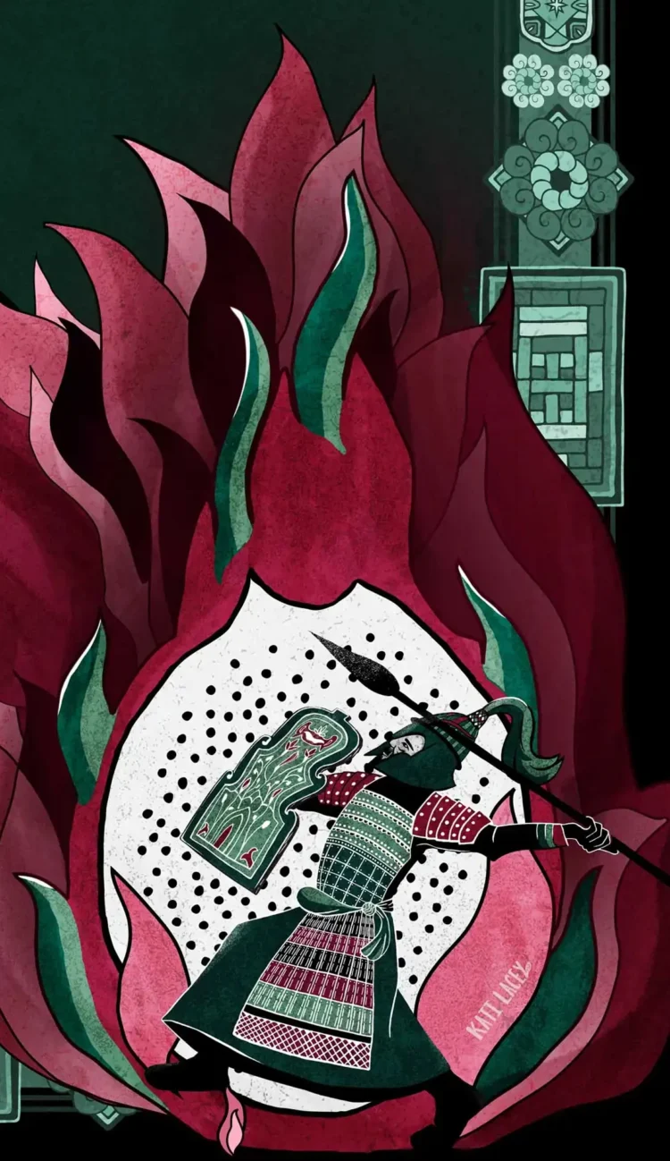 Mythology Book Cover Design Chinese Myths annd Legends detail of chinese warrior by Kati Lacey book cover designer