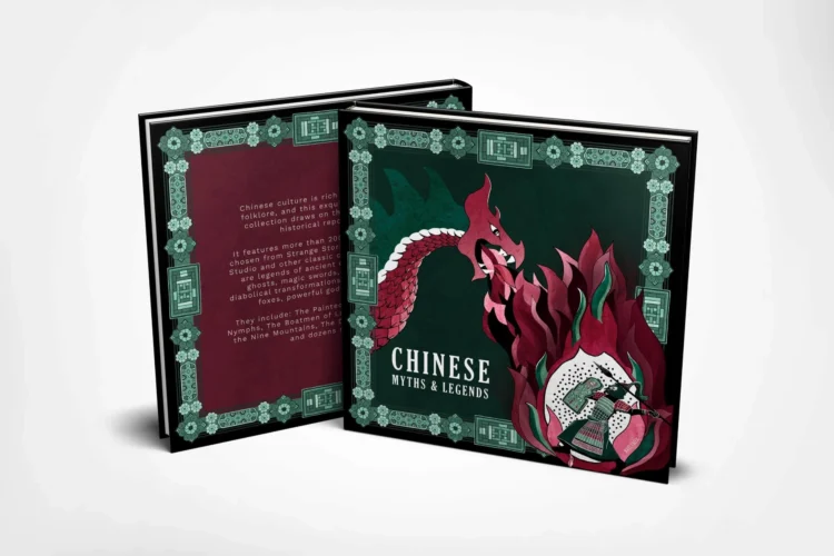 Mythology Book Cover Design both sides Chinese Myths annd Legends by Kati Lacey book cover designer