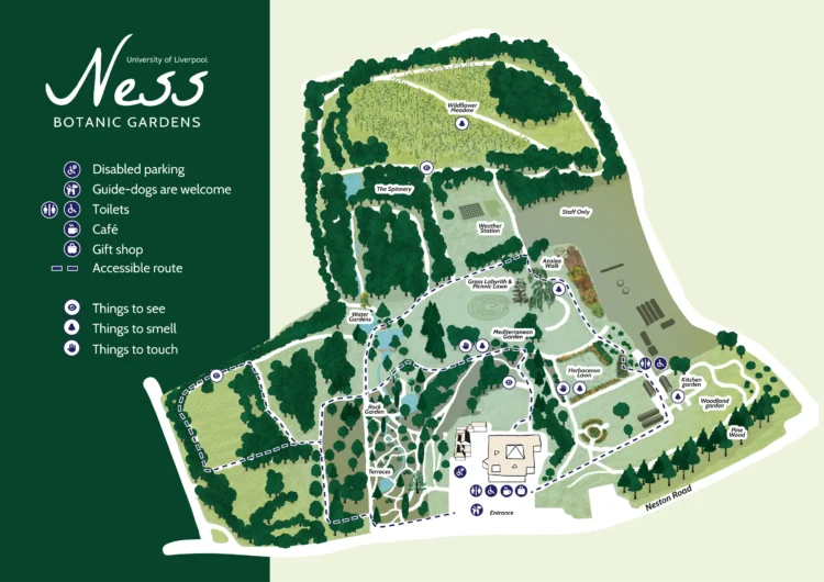 Ness Botanic Gardens Accessibility Map by Kati Lacey