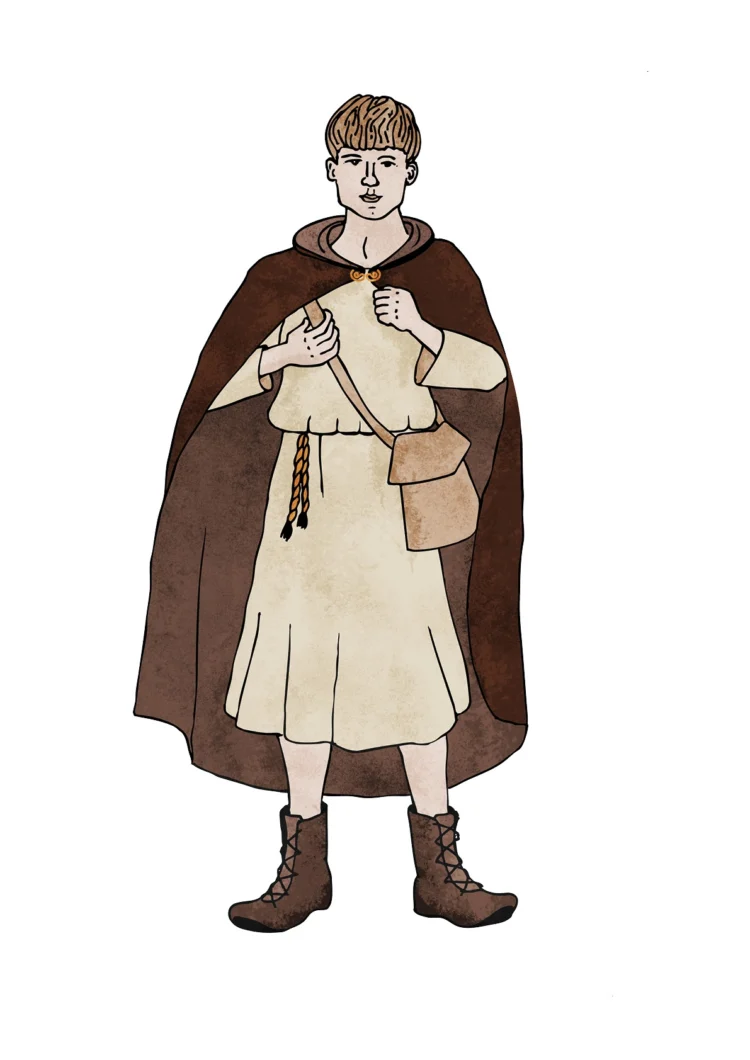 Non fiction character illustration for archeology Roman boy Kati Lacey Freelance Illustrator