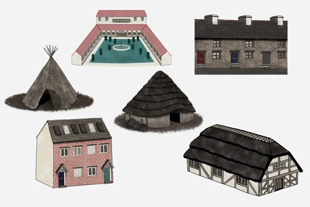 Non fiction educational material building illustrations