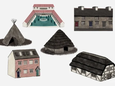 Non fiction educational material building illustrations