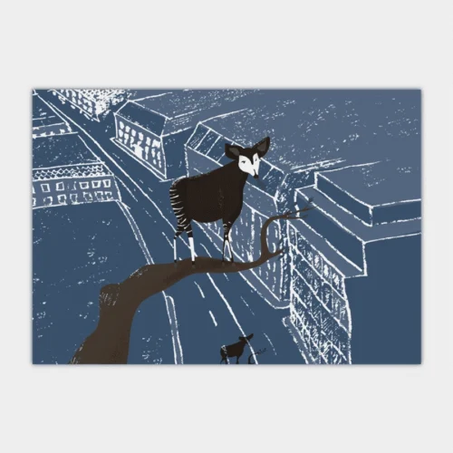 Okapi in City Wall Art Print by KAti Lacey Designs