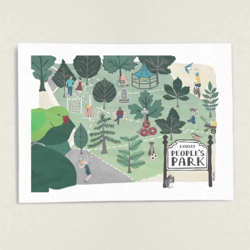 Peoples Park Banbury Wall Art Print Illustration by Kati Lacey