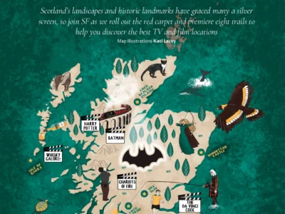 e cover about Scottish film destinations by Kati Lacey freelance Illustrator